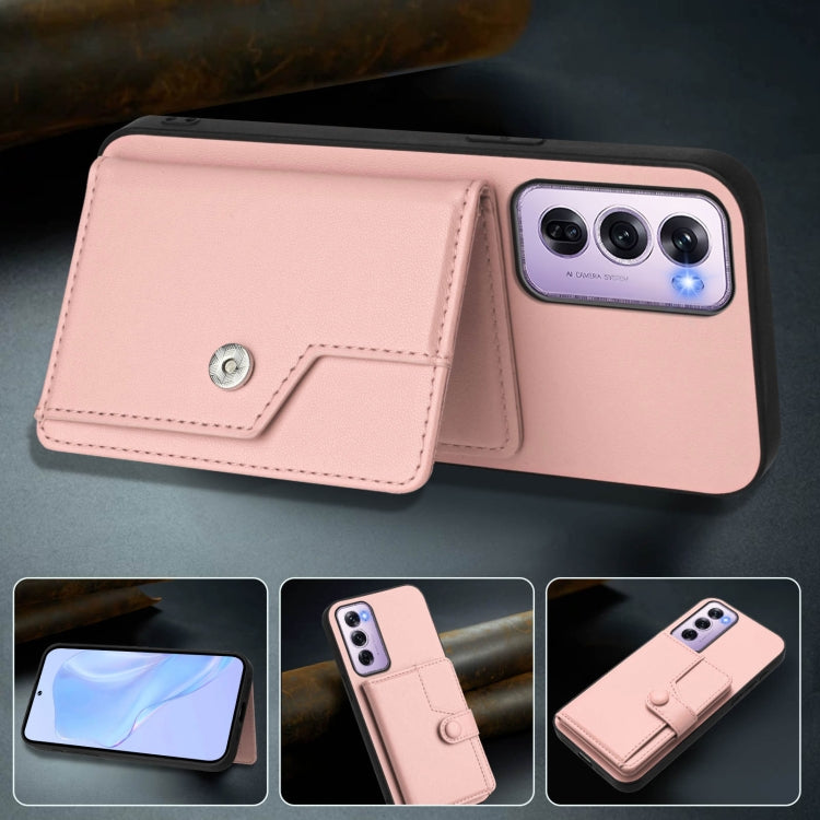 For OPPO Reno12 Pro Global Button Card Bag RFID Anti-theft Phone Case