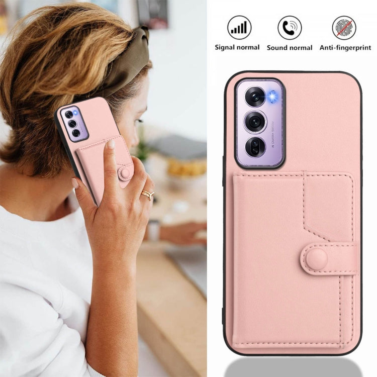 For OPPO Reno12 Pro Global Button Card Bag RFID Anti-theft Phone Case