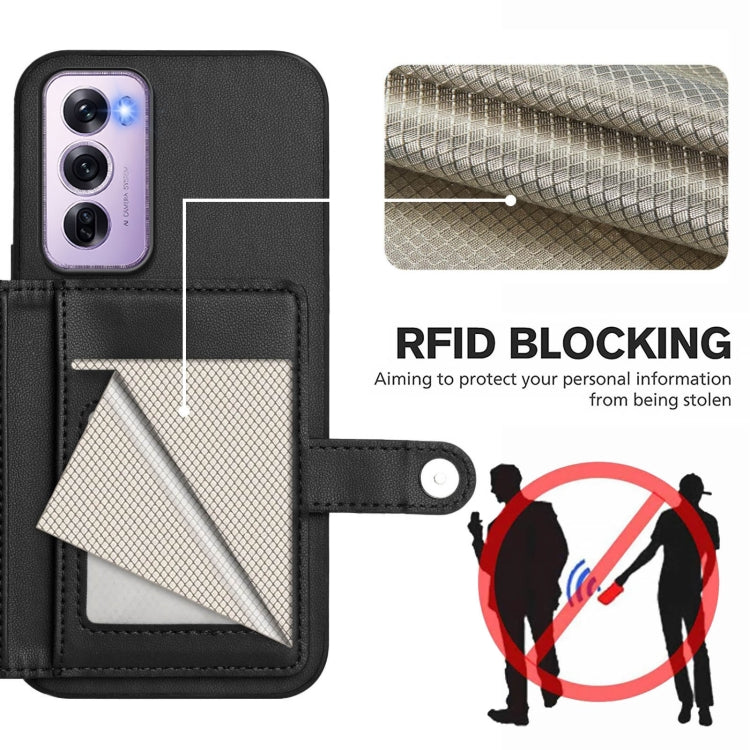 For OPPO Reno12 Pro Global Button Card Bag RFID Anti-theft Phone Case