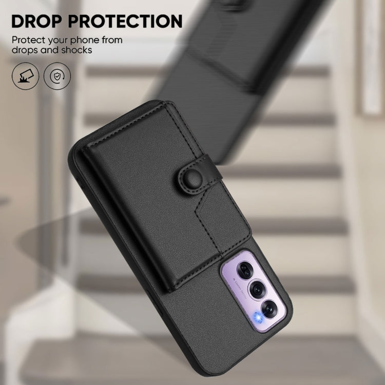 For OPPO Reno12 Pro Global Button Card Bag RFID Anti-theft Phone Case