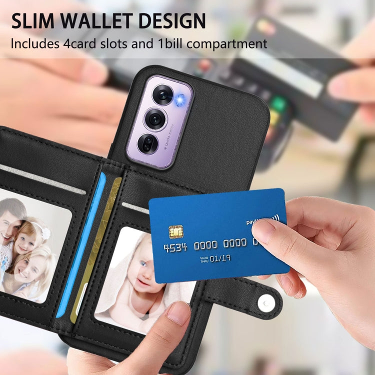 For OPPO Reno12 Pro Global Button Card Bag RFID Anti-theft Phone Case