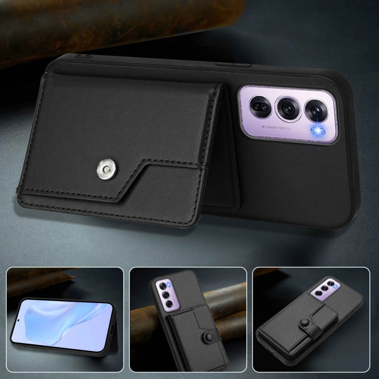 For OPPO Reno12 Pro Global Button Card Bag RFID Anti-theft Phone Case