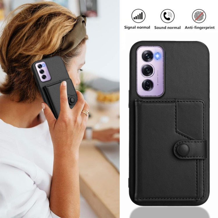 For OPPO Reno12 Pro Global Button Card Bag RFID Anti-theft Phone Case