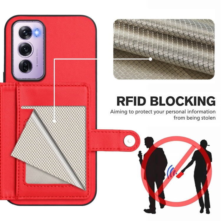 For OPPO Reno12 Pro Global Button Card Bag RFID Anti-theft Phone Case