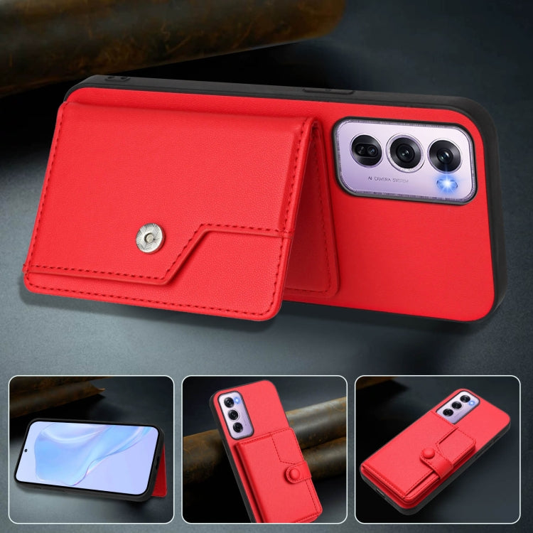 For OPPO Reno12 Pro Global Button Card Bag RFID Anti-theft Phone Case
