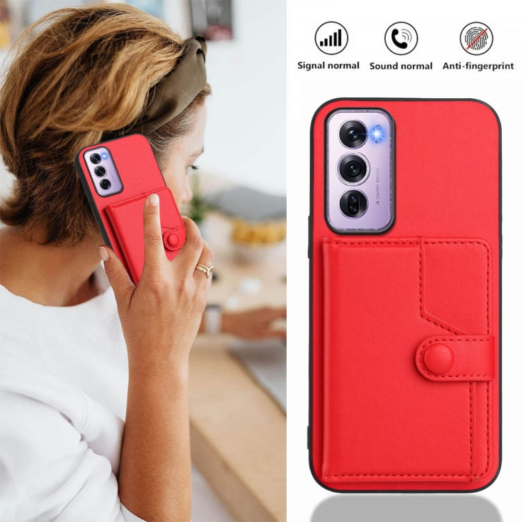 For OPPO Reno12 Pro Global Button Card Bag RFID Anti-theft Phone Case