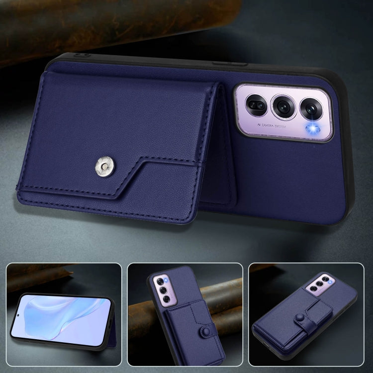 For OPPO Reno12 Pro Global Button Card Bag RFID Anti-theft Phone Case