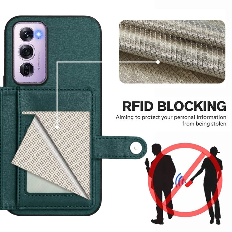 For OPPO Reno12 Pro Global Button Card Bag RFID Anti-theft Phone Case
