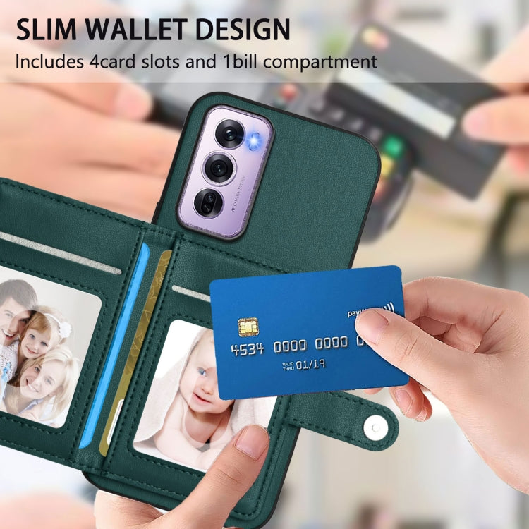 For OPPO Reno12 Pro Global Button Card Bag RFID Anti-theft Phone Case