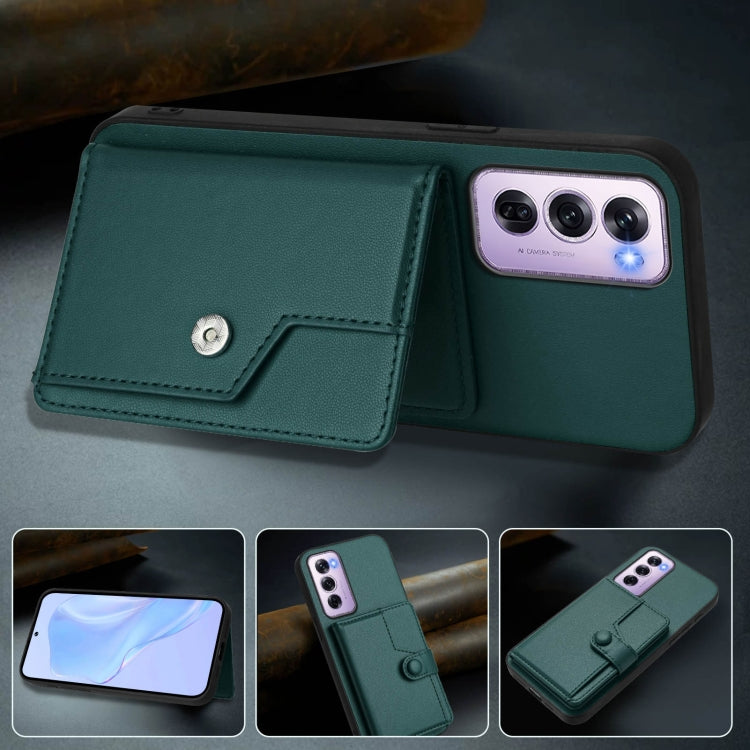 For OPPO Reno12 Pro Global Button Card Bag RFID Anti-theft Phone Case