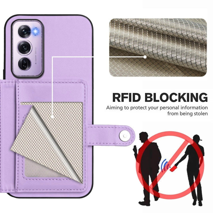 For OPPO Reno12 Pro Global Button Card Bag RFID Anti-theft Phone Case