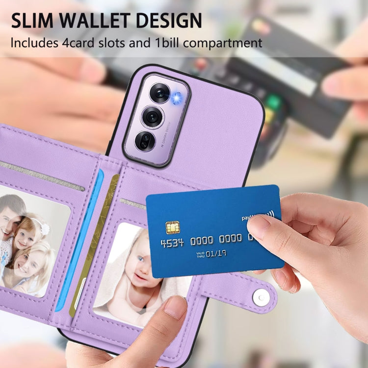 For OPPO Reno12 Pro Global Button Card Bag RFID Anti-theft Phone Case