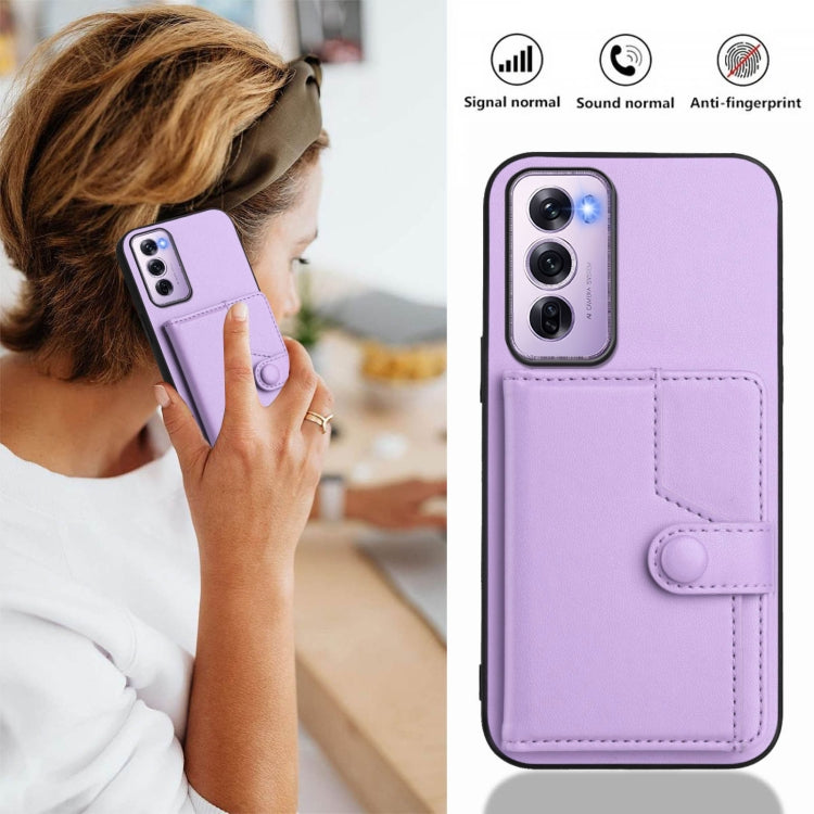 For OPPO Reno12 Pro Global Button Card Bag RFID Anti-theft Phone Case