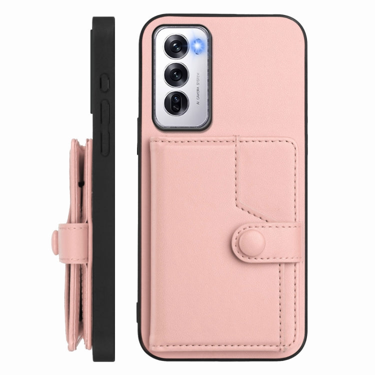 For OPPO Reno12 Global Button Card Bag RFID Anti-theft Phone Case