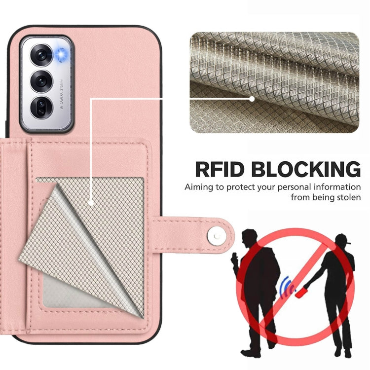 For OPPO Reno12 Global Button Card Bag RFID Anti-theft Phone Case