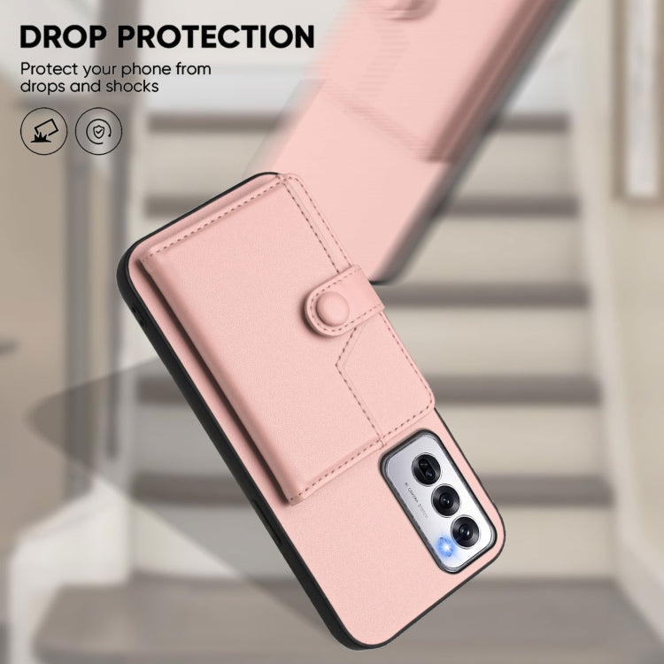 For OPPO Reno12 Global Button Card Bag RFID Anti-theft Phone Case