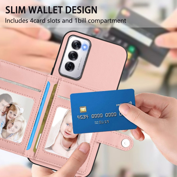 For OPPO Reno12 Global Button Card Bag RFID Anti-theft Phone Case