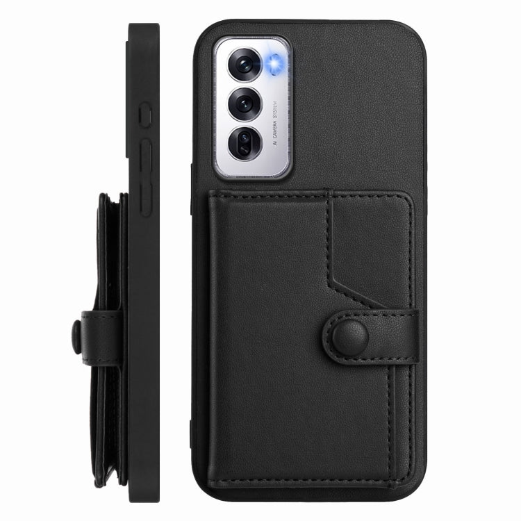 For OPPO Reno12 Global Button Card Bag RFID Anti-theft Phone Case
