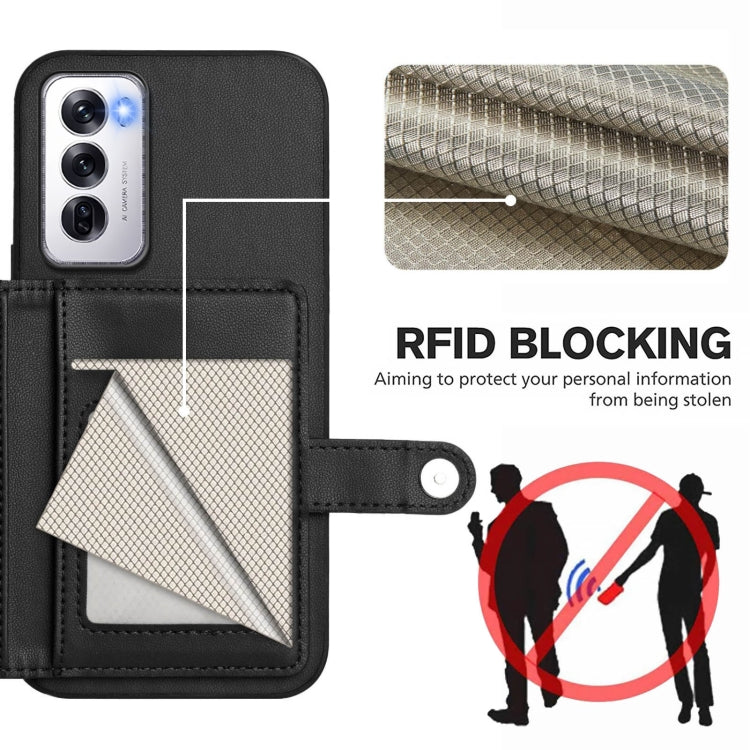 For OPPO Reno12 Global Button Card Bag RFID Anti-theft Phone Case