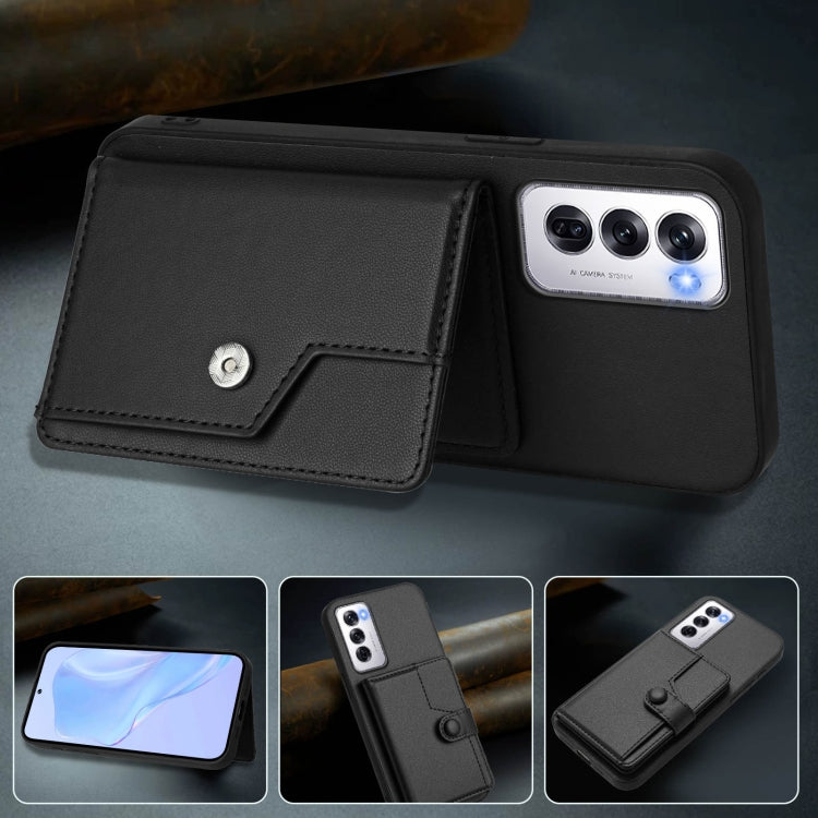 For OPPO Reno12 Global Button Card Bag RFID Anti-theft Phone Case