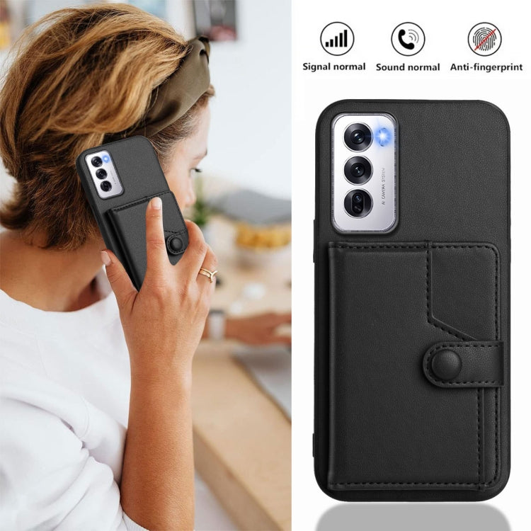 For OPPO Reno12 Global Button Card Bag RFID Anti-theft Phone Case