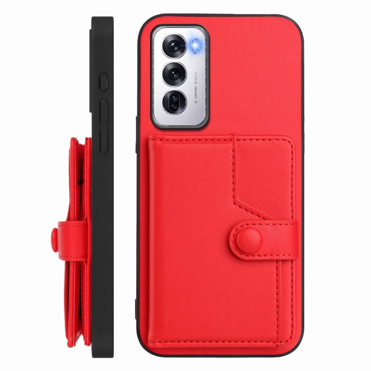 For OPPO Reno12 Global Button Card Bag RFID Anti-theft Phone Case