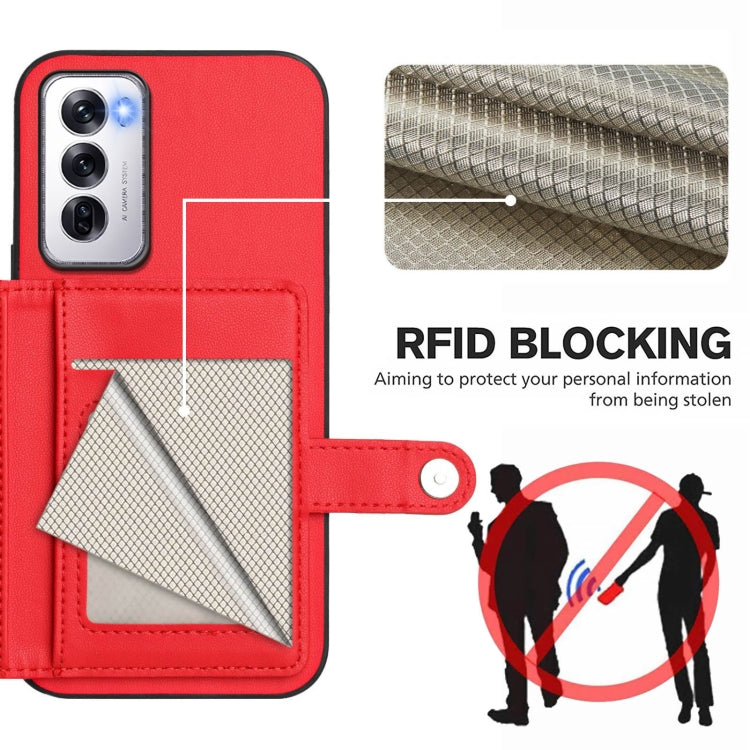 For OPPO Reno12 Global Button Card Bag RFID Anti-theft Phone Case