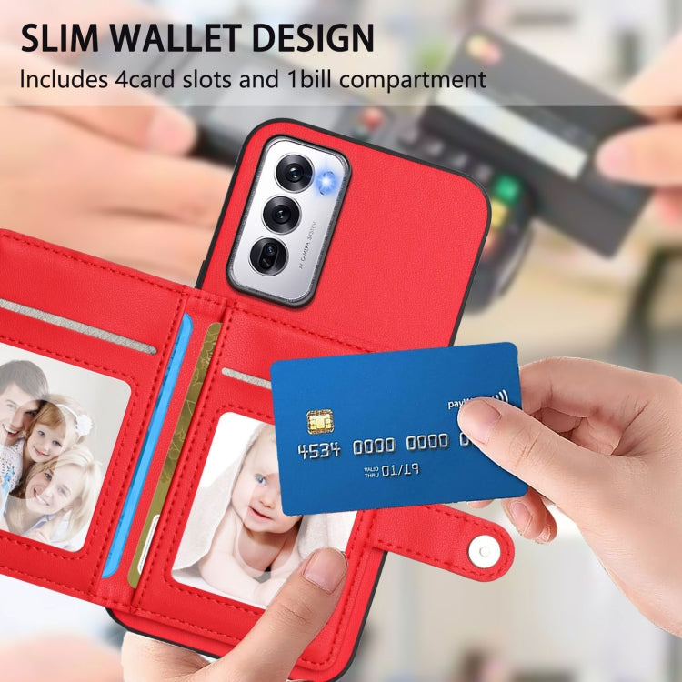 For OPPO Reno12 Global Button Card Bag RFID Anti-theft Phone Case