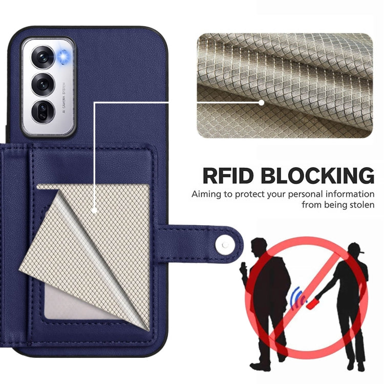 For OPPO Reno12 Global Button Card Bag RFID Anti-theft Phone Case