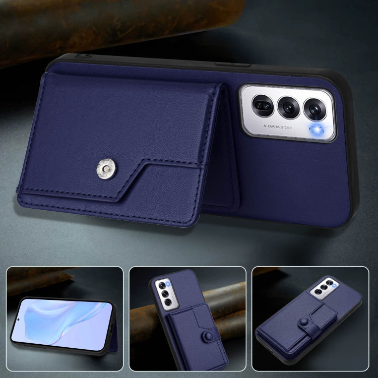 For OPPO Reno12 Global Button Card Bag RFID Anti-theft Phone Case