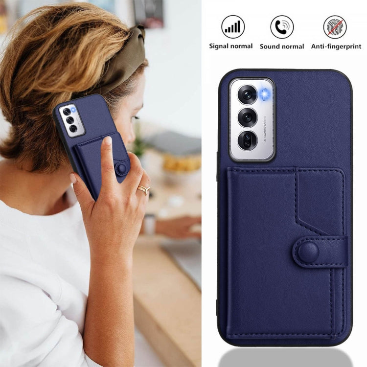 For OPPO Reno12 Global Button Card Bag RFID Anti-theft Phone Case