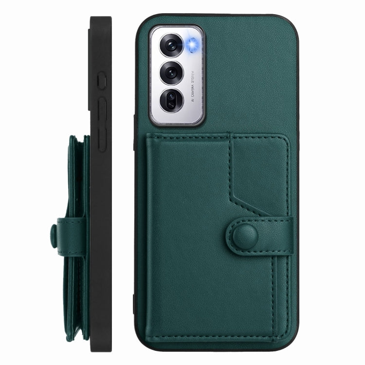 For OPPO Reno12 Global Button Card Bag RFID Anti-theft Phone Case