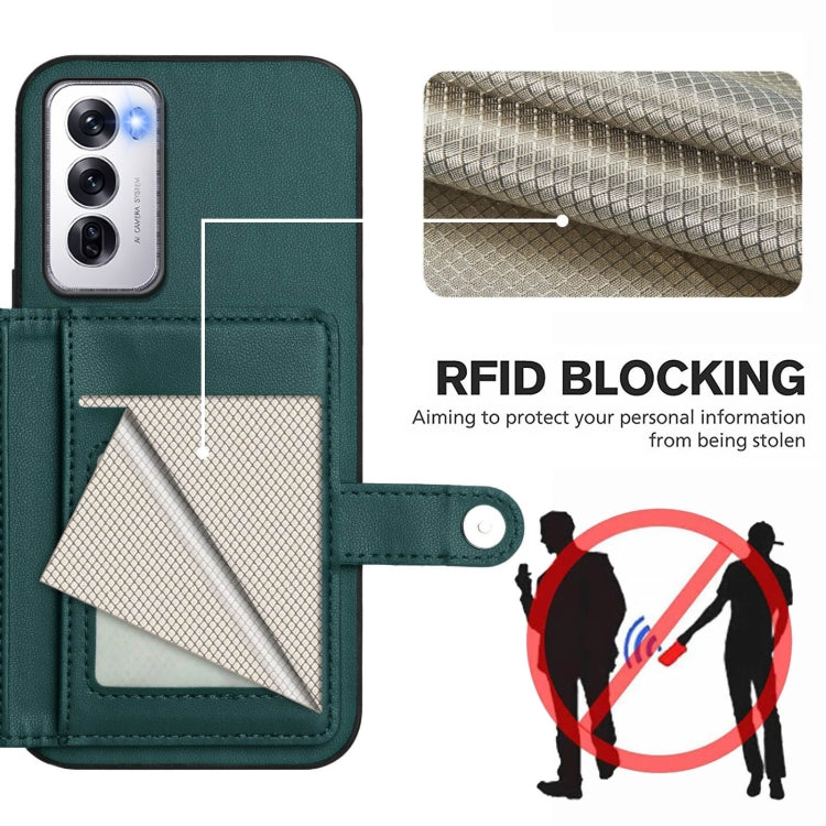 For OPPO Reno12 Global Button Card Bag RFID Anti-theft Phone Case
