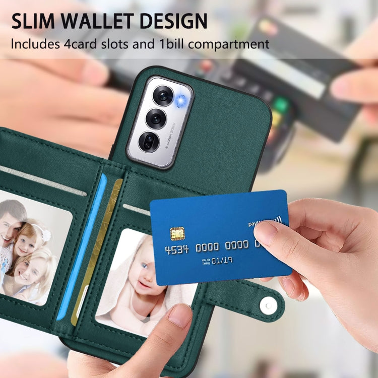 For OPPO Reno12 Global Button Card Bag RFID Anti-theft Phone Case