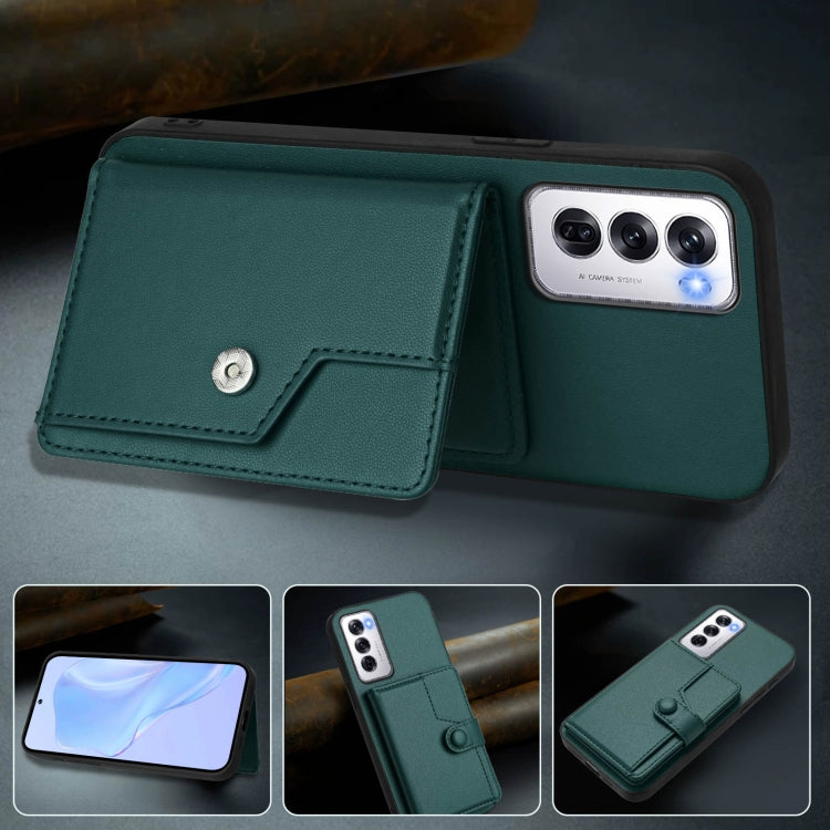 For OPPO Reno12 Global Button Card Bag RFID Anti-theft Phone Case