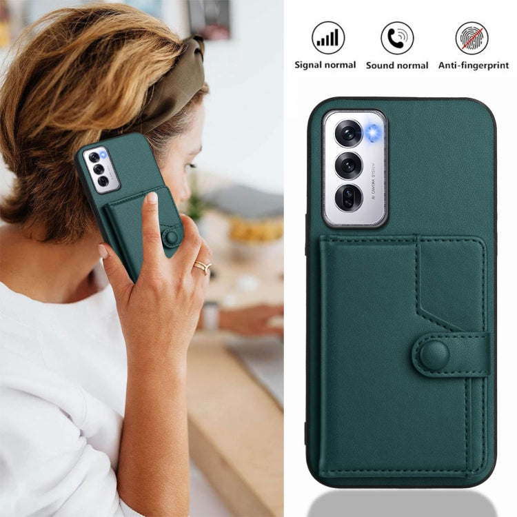 For OPPO Reno12 Global Button Card Bag RFID Anti-theft Phone Case