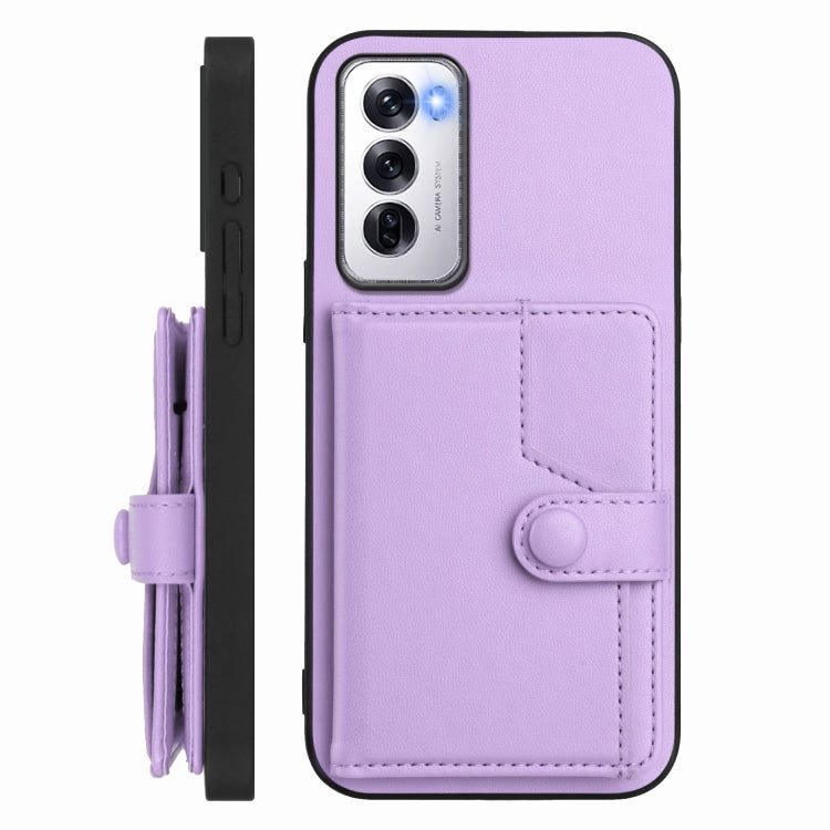 For OPPO Reno12 Global Button Card Bag RFID Anti-theft Phone Case