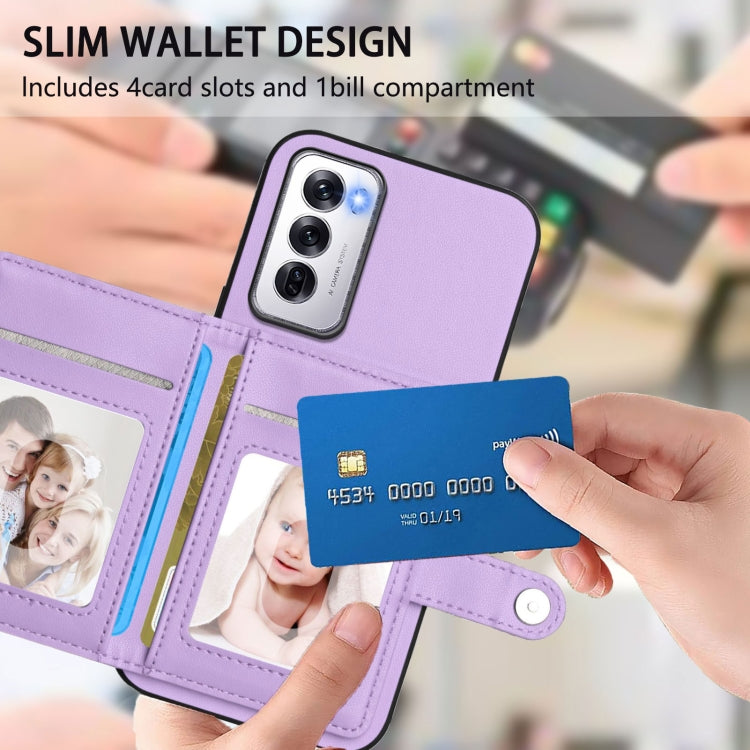 For OPPO Reno12 Global Button Card Bag RFID Anti-theft Phone Case