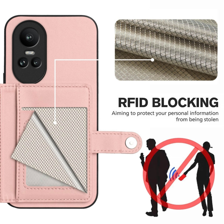For OPPO Reno10 Global Button Card Bag RFID Anti-theft Phone Case