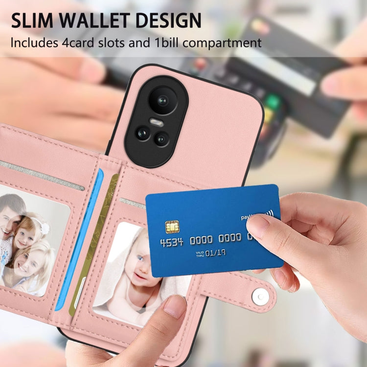For OPPO Reno10 Global Button Card Bag RFID Anti-theft Phone Case