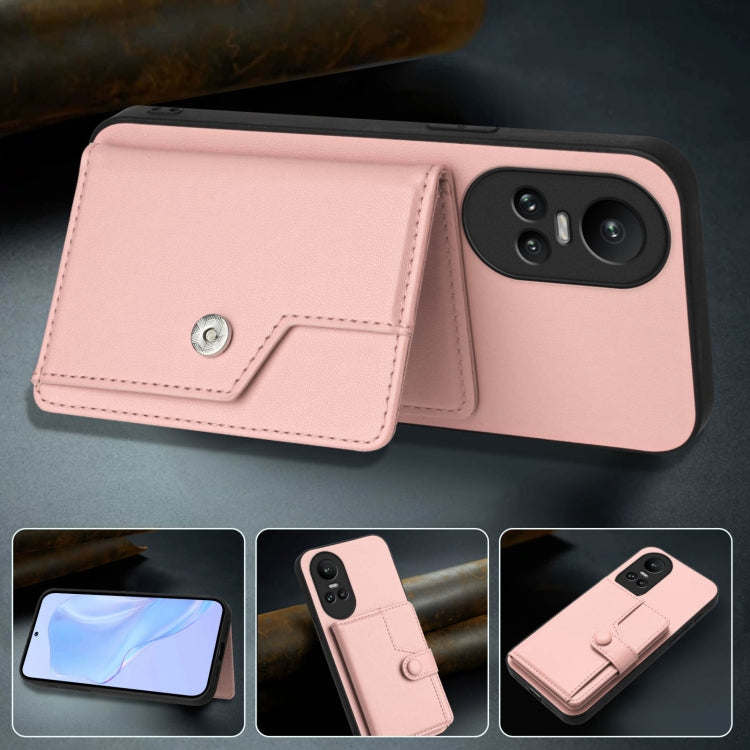 For OPPO Reno10 Global Button Card Bag RFID Anti-theft Phone Case
