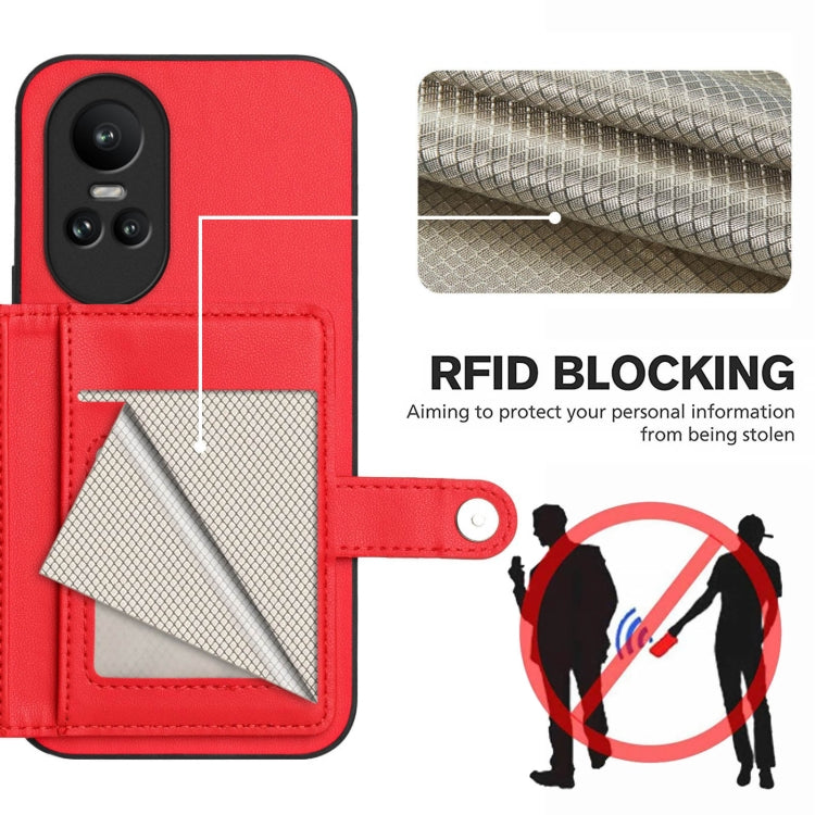 For OPPO Reno10 Global Button Card Bag RFID Anti-theft Phone Case