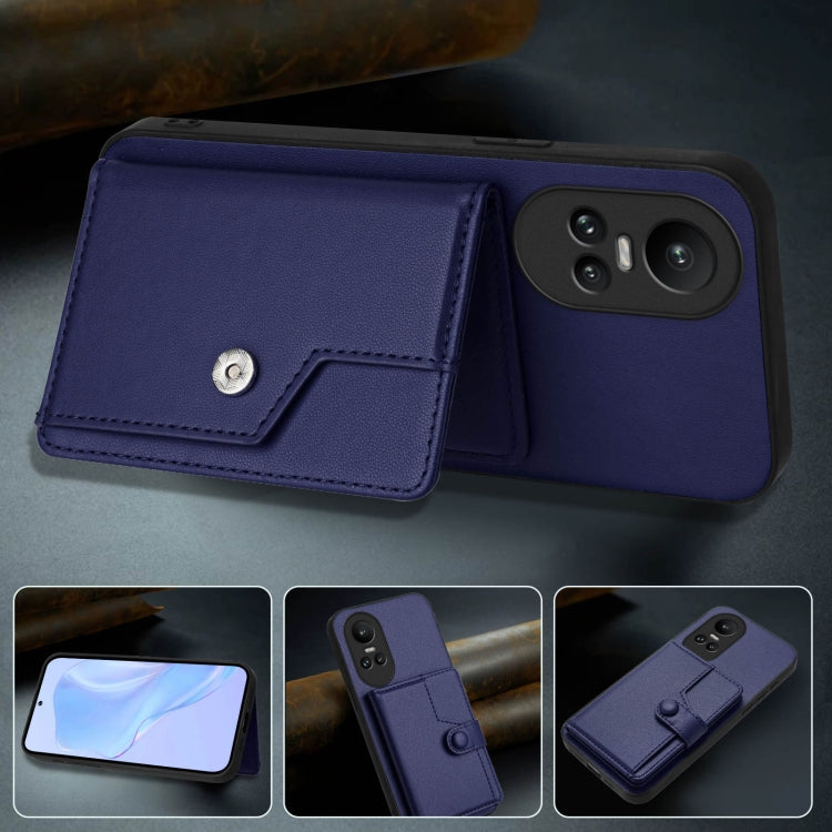 For OPPO Reno10 Global Button Card Bag RFID Anti-theft Phone Case