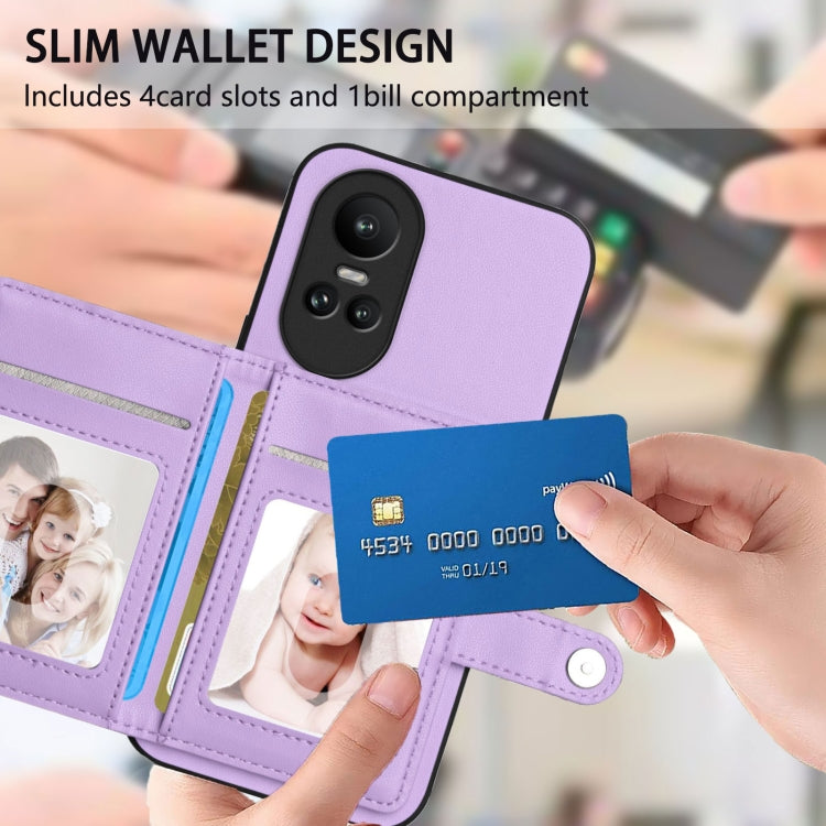 For OPPO Reno10 Global Button Card Bag RFID Anti-theft Phone Case