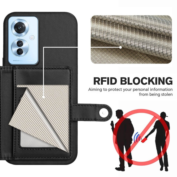 For OPPO Reno11 F / F25 Pro Button Card Bag RFID Anti-theft Phone Case