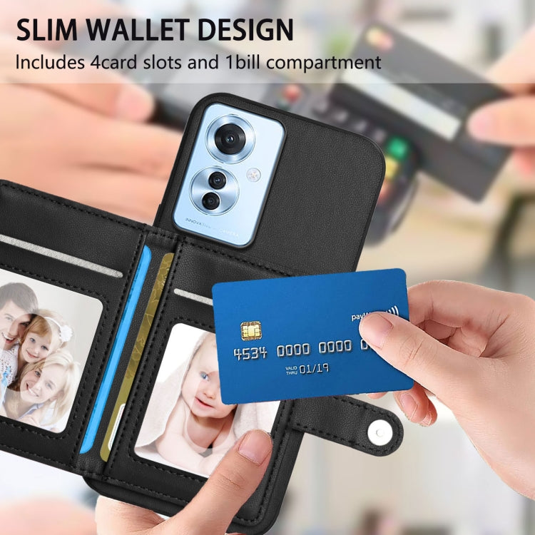 For OPPO Reno11 F / F25 Pro Button Card Bag RFID Anti-theft Phone Case