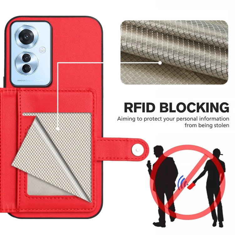 For OPPO Reno11 F / F25 Pro Button Card Bag RFID Anti-theft Phone Case