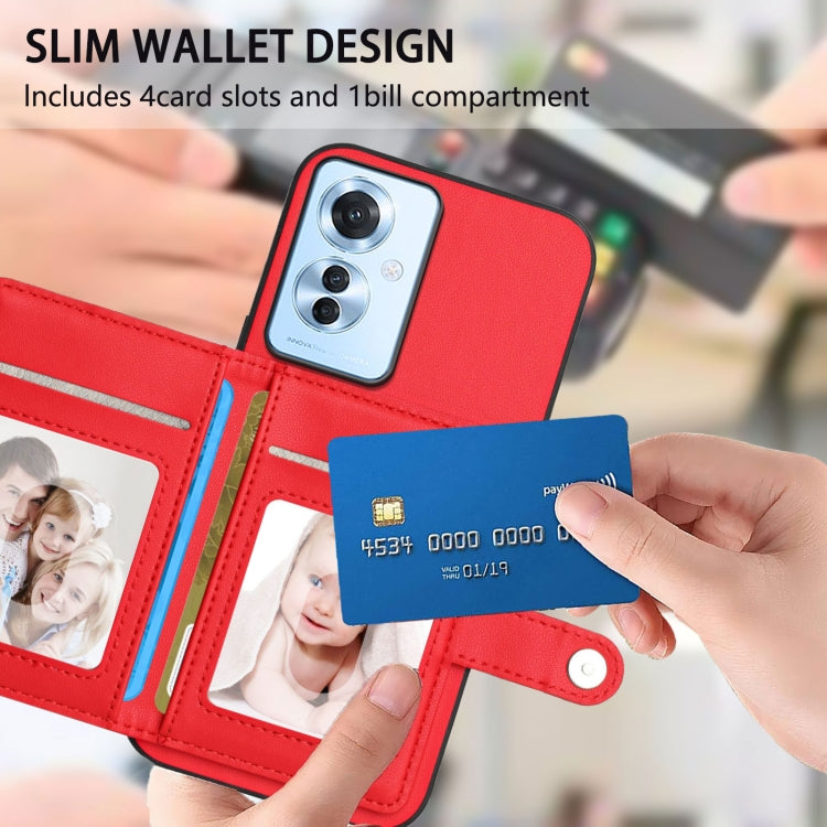 For OPPO Reno11 F / F25 Pro Button Card Bag RFID Anti-theft Phone Case