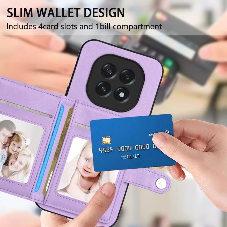 For OPPO A5 / F29 Button Card Bag RFID Anti-theft Phone Case