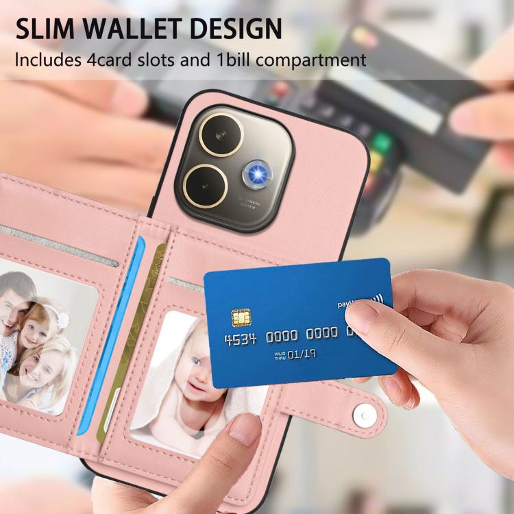 For OPPO A5 Energy / A5 Pro 5G Global Button Card Bag RFID Anti-theft Phone Case